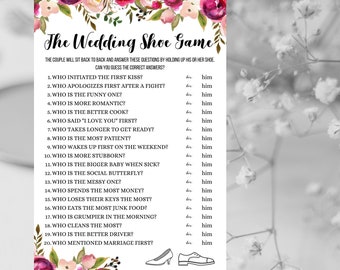 Wedding Shoe Game, Newlywed Shower, Couples Game (PDF)