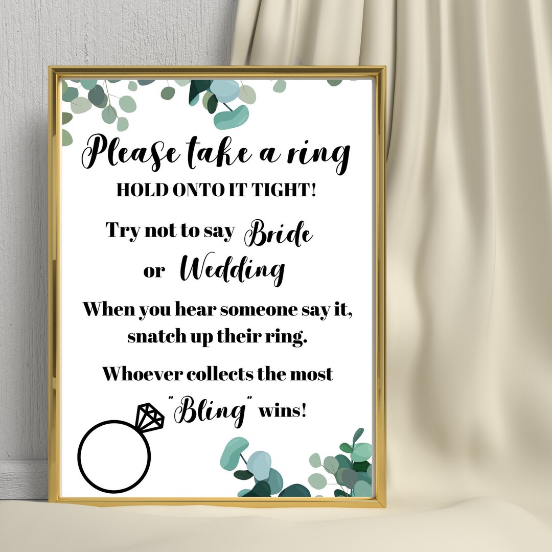 The Ring Game Bridal Shower Game Sign Bridal Shower Game Etsy