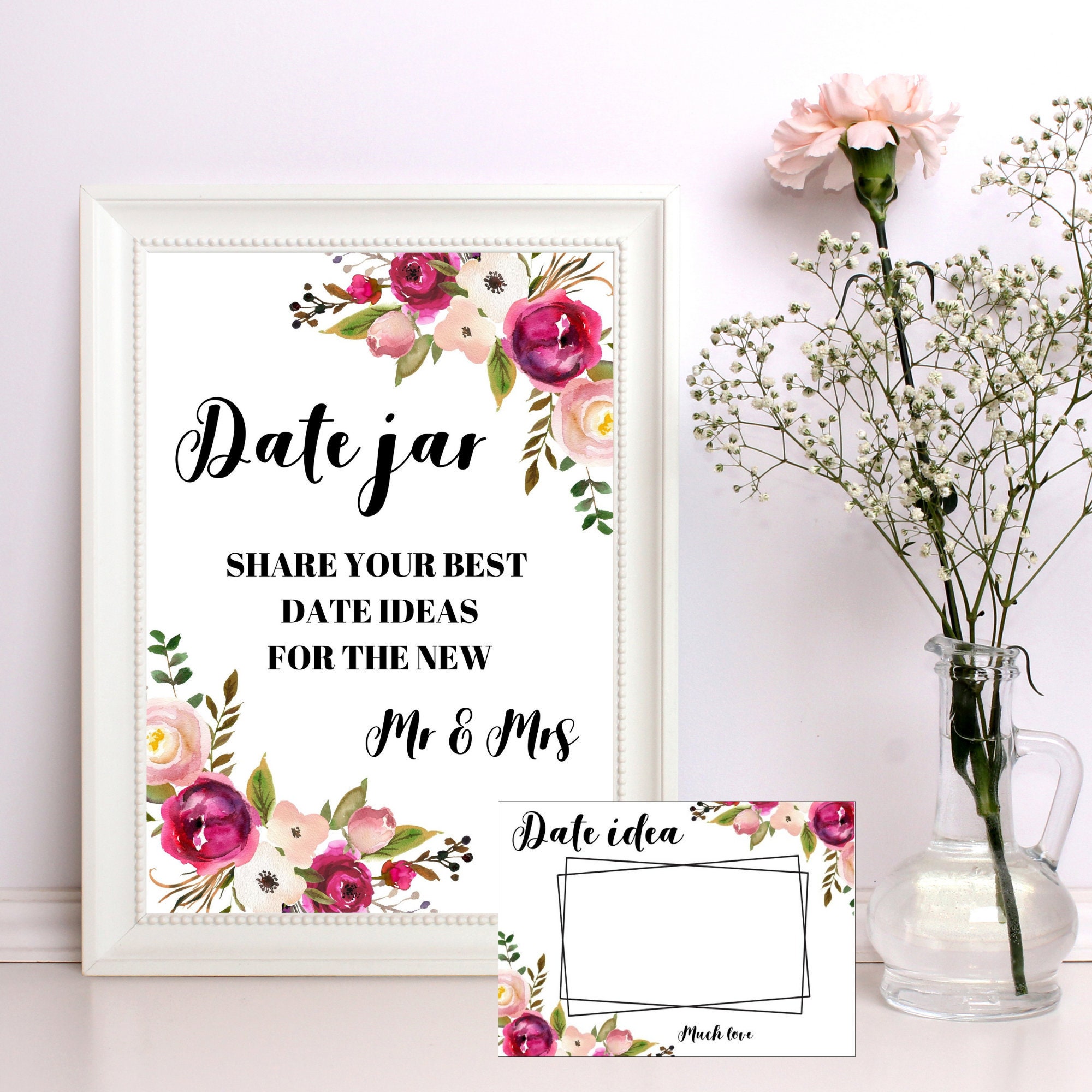 Date Jar Sign, Date Jar Cards, Date Jar for Bridal Shower, Date Jar ...