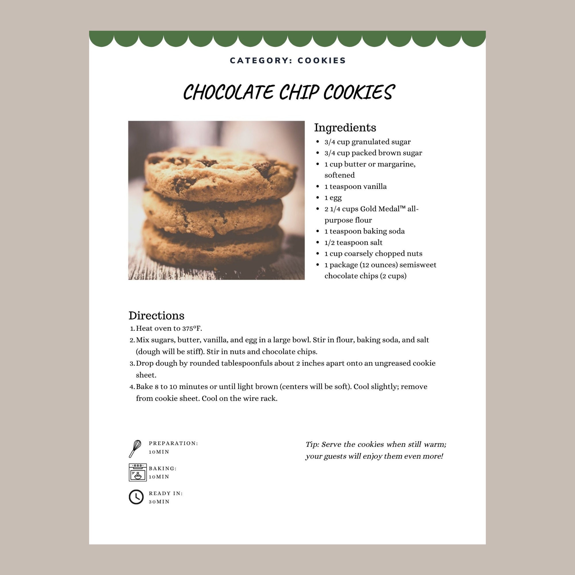 Recipe Template, Recipe Page Template, Diy Recipe Book Template, Recipe ...