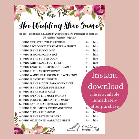 Wedding Shoe Game Newlywed Game Couples Shower Games - Etsy Wedding Shoe Game Newlywed Game Couples Shower Games - Etsy