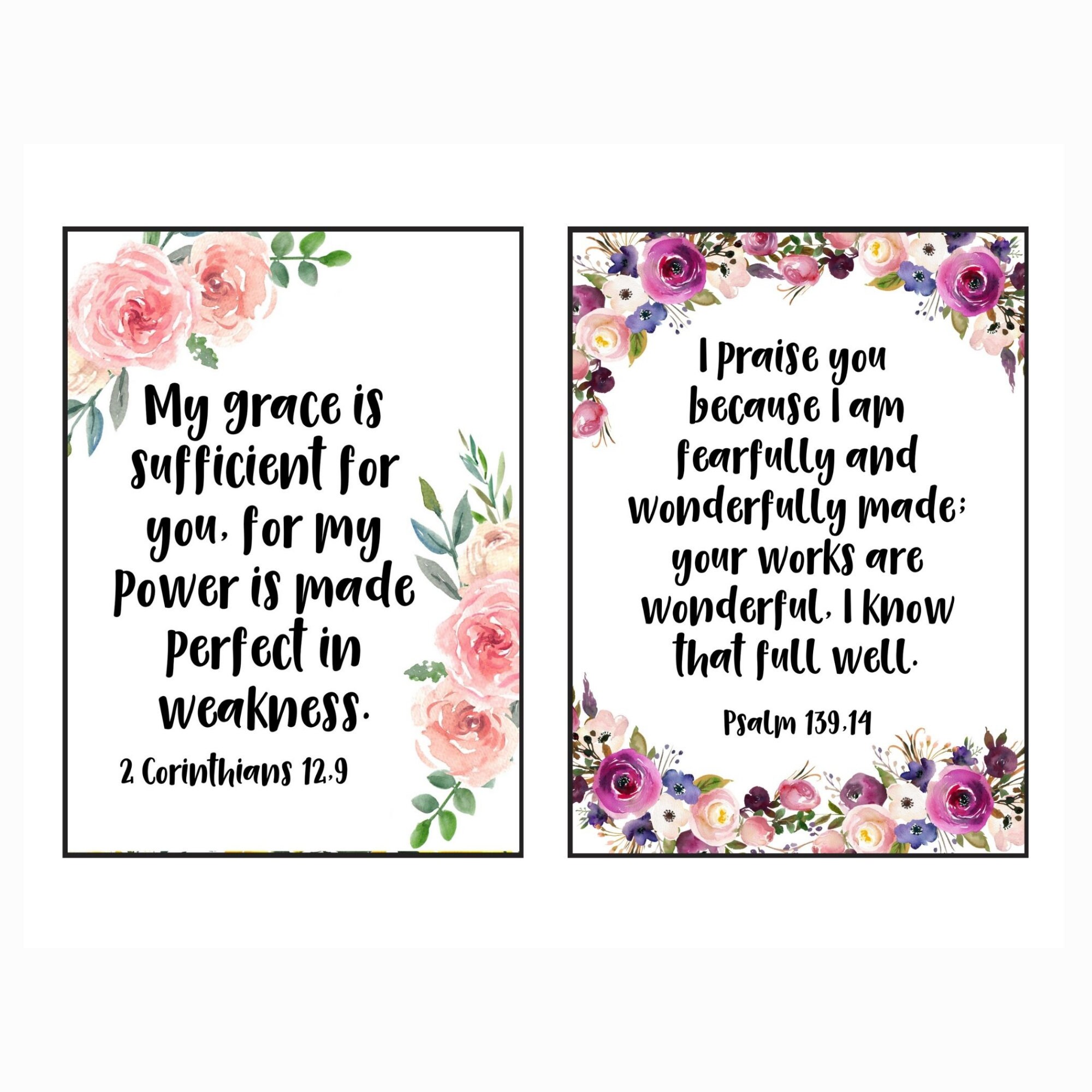 12 Printable Bible Verse Cards, Scripture Inspirational Hang Tags, Art ...