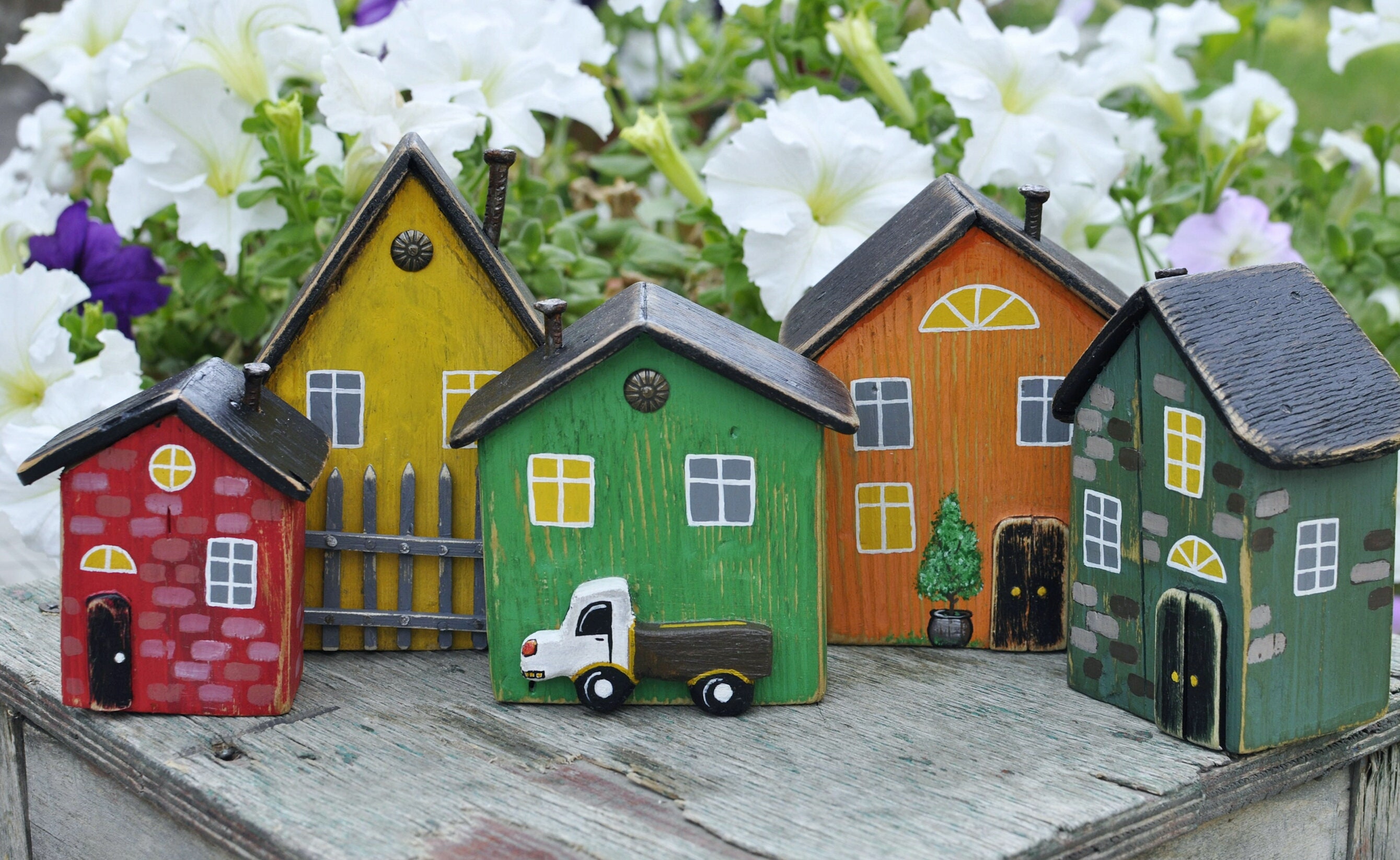 5 Wooden houses. Miniature wooden cottage little wooden Etsy