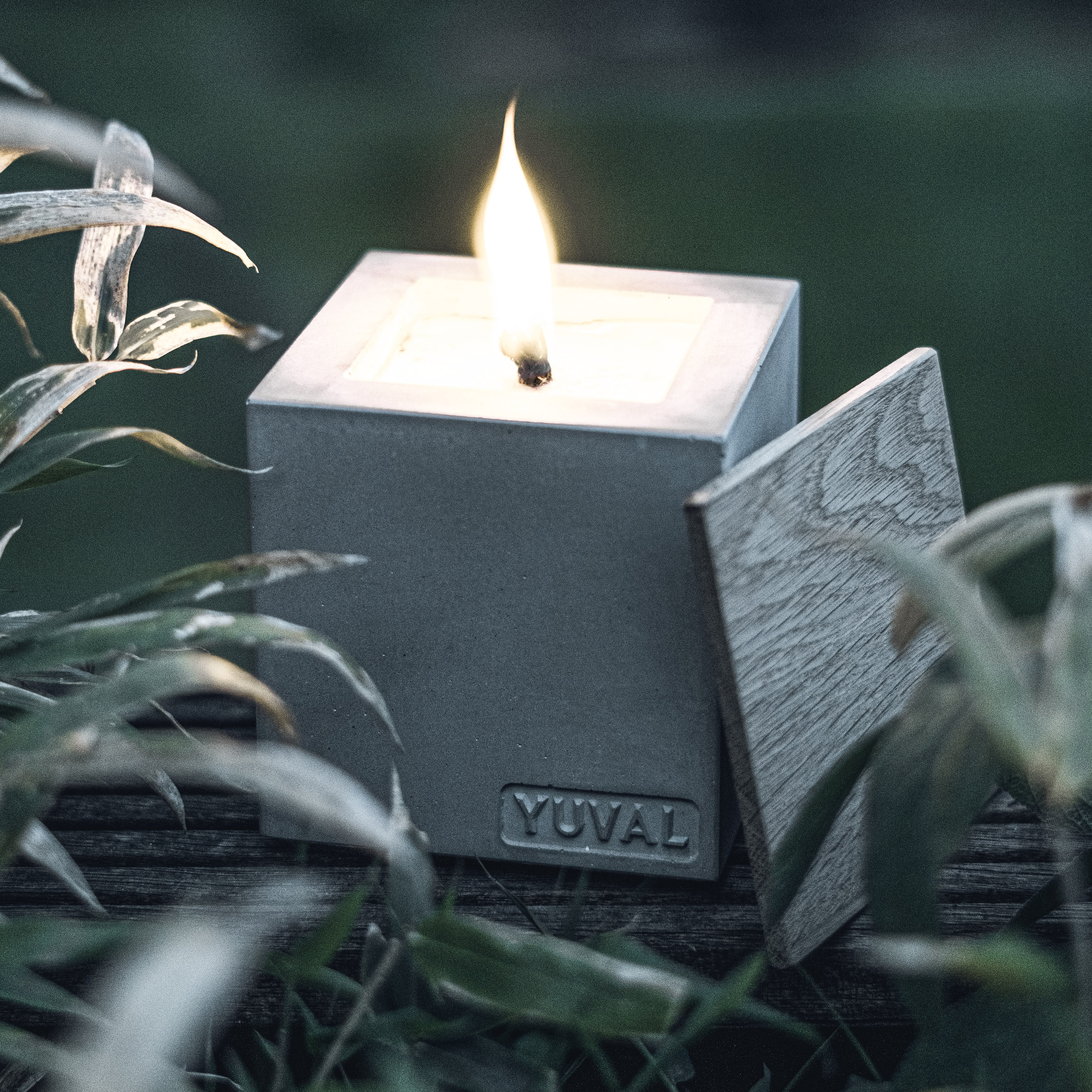 Cierge en Béton Yuval avec Cire de Remplissage - Parfaite Pour L'extérieur Béton Unique Bougie Soja