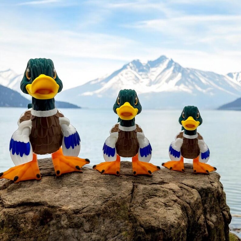 MOJO Mallard Duck Male Toy Figure - Resin, Blue/Brown/White, Model 387127