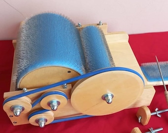 Carda a tamburo in legno - 72 / 96 TPI per lana Scheda per pettinatura carda in fibra, raccoglitrice di lana (M&V)
