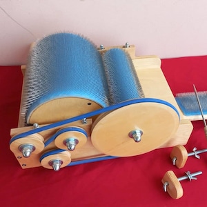 Wooden Drum Carder for wool Fiber Combing Cardings Blending Board - 72 TPI,Wool picker (M&V)