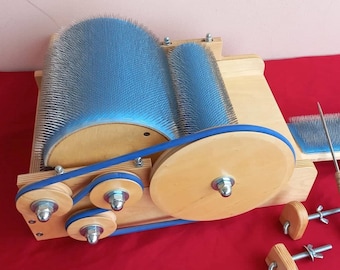 Carda a tamburo in legno per lana Scheda per miscelazione carde e pettinatura in fibra - 72 TPI, raccoglitrice di lana (M&V)