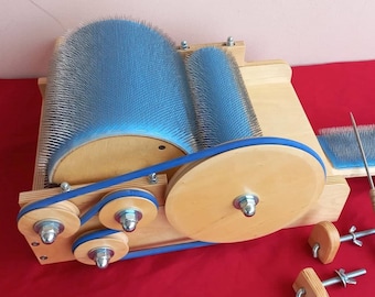 Wooden Drum Carder for wool Fiber Combing Cardings Blending Board - 72 TPI,Wool picker (M&V)