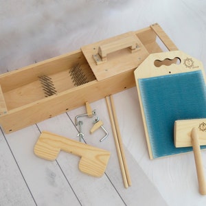 Set: Mengbord voor wol en Wolplukker - 72 TPI / 96 TPI / 120 TPI Carder Fiber Combing (M&V)