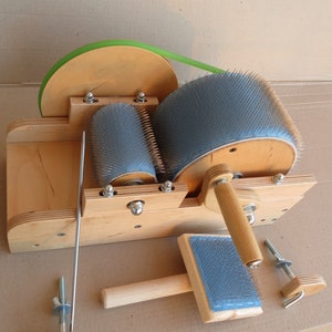 Cardeur à tambour en bois pour carte de mélange de cardages de fibres de laine - Cueilleur de laine 72 TPI (M&V)
