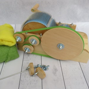 Wooden Mini Drum Carder - 96 TPI for wool Fiber Combing Cardings Blending Board Wool picker (M&V)