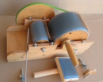 Wooden Mini Drum Carder for wool Fiber Combing Cardings Blending Board - 72 TPI Wool picker ( M&V )