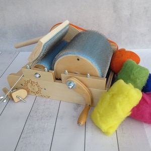 Wooden Drum Carder for wool - 96 TPI Fiber Combing Cardings Blending Board Wool picker (M&V)