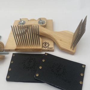 Wool combs for super fine wool with stand , Double Row , Set of 2 Hand combs , Combs with smooth points stainless steel for combing wool