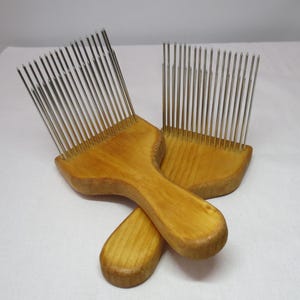 Wool combs for super fine wool, Double Row, Set of 2 Hand combs, Fiber Combs, Combs with smooth points stainless steel for combing wool