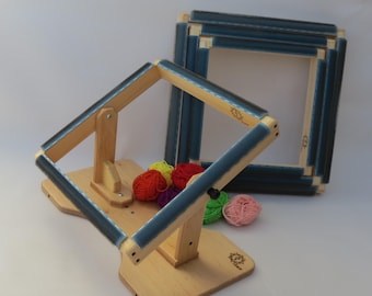 Rug Hooking Frame with standard stand varnished - Wooden Frame for Punch Needle - Punch Frame - Frame with Gripper Strip - for rug hooking