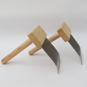 Wool Viking Combs for fine wool , One Row , Set of 2 Hand combs , Fiber Combs ,,Combs with smooth points stainless steel for combing wool