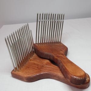 Brown Wool combs for fine wool , Double Row , Set of 2 Hand combs , Fiber Combs ,,Combs with smooth points stainless steel for combing wool
