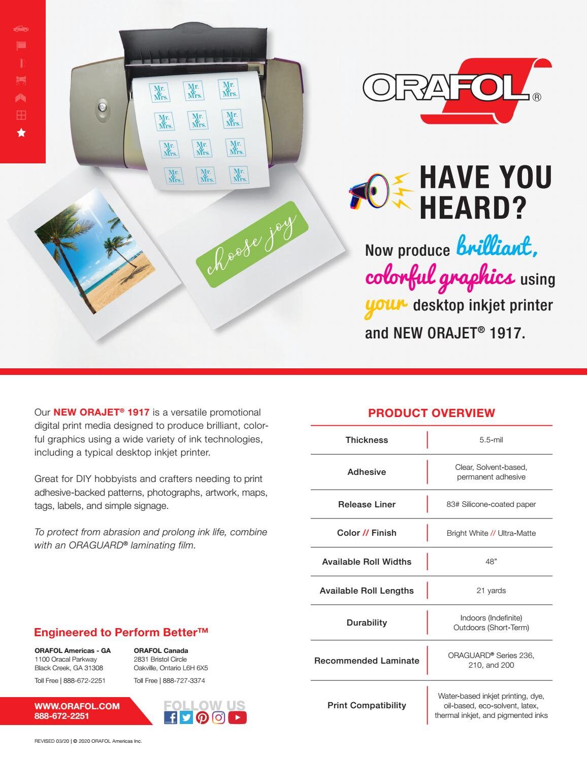 Oracal 1917 Printable Vinyl Oracal 1917 Printable Vinyl