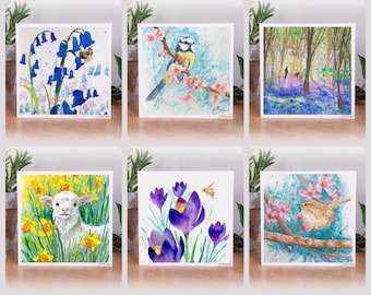 Spring Cards, Notelet Pack, Mini Cards, Set of Notecards, Nature Notecards, spring wildlife notecards