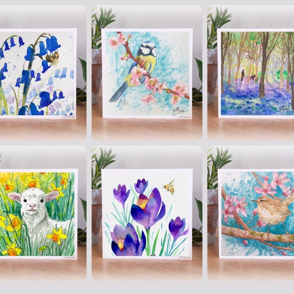 Spring Cards, Notelet Pack, Mini Cards, Set of Notecards, Nature Notecards, spring wildlife notecards