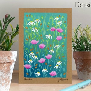 Hand Painted Card, Personalised, Painted to Order, Flower Choices, Hand Painted Birthday Card