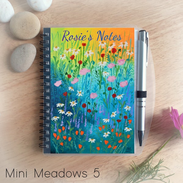 Flower Notebook with Pen, can be personalised, choice of designs, pocket notebook, size A6