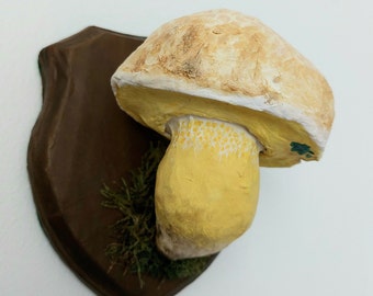 Mushroom model - Rooting Bolete paper-mache trophy