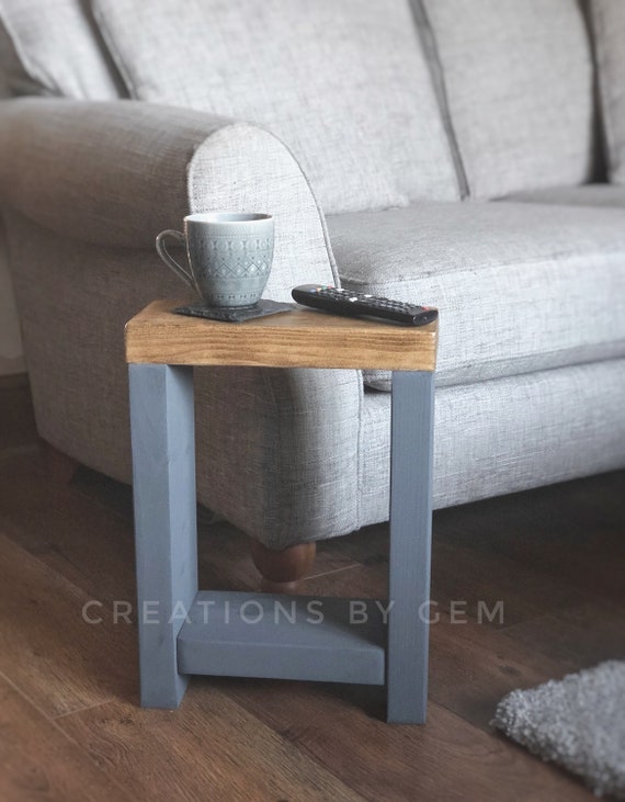 Medium Rustic Wooden End Table Space Saving End Table Coffee Etsy UK