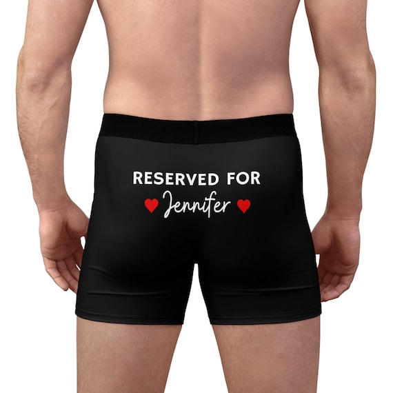 Personalized Men's Underwear for Groom, Black Boxers Gag Gift for