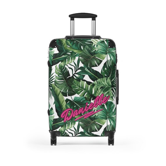 Valigia con foglie tropicali con ruote, valigia con ruote a guscio rigido  con nome personalizzato alla moda, borsa da viaggio personalizzata 3  dimensioni con ruote a 360 gradi -  Italia