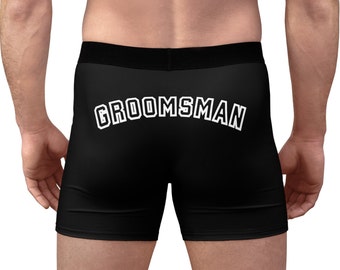 Groomsmen Black Sous-vêtements, Boxer de mariage pour enterrement de vie de garçon, Groomsman Wedding Squad Cadeau pour hommes pour lui.