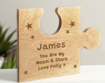 Boyfriend Personalised Gift, Custom Name Jigsaw Puzzle Piece Ornament for Special Boyfriend, Unique Novelty Wooden Home Decor Present.