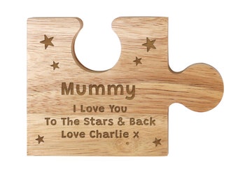 Mummy Personalised Gift, CustomText Jigsaw Puzzle Piece Ornament for Special mum, Unique Novelty Wooden Home Decor Present For Mom.