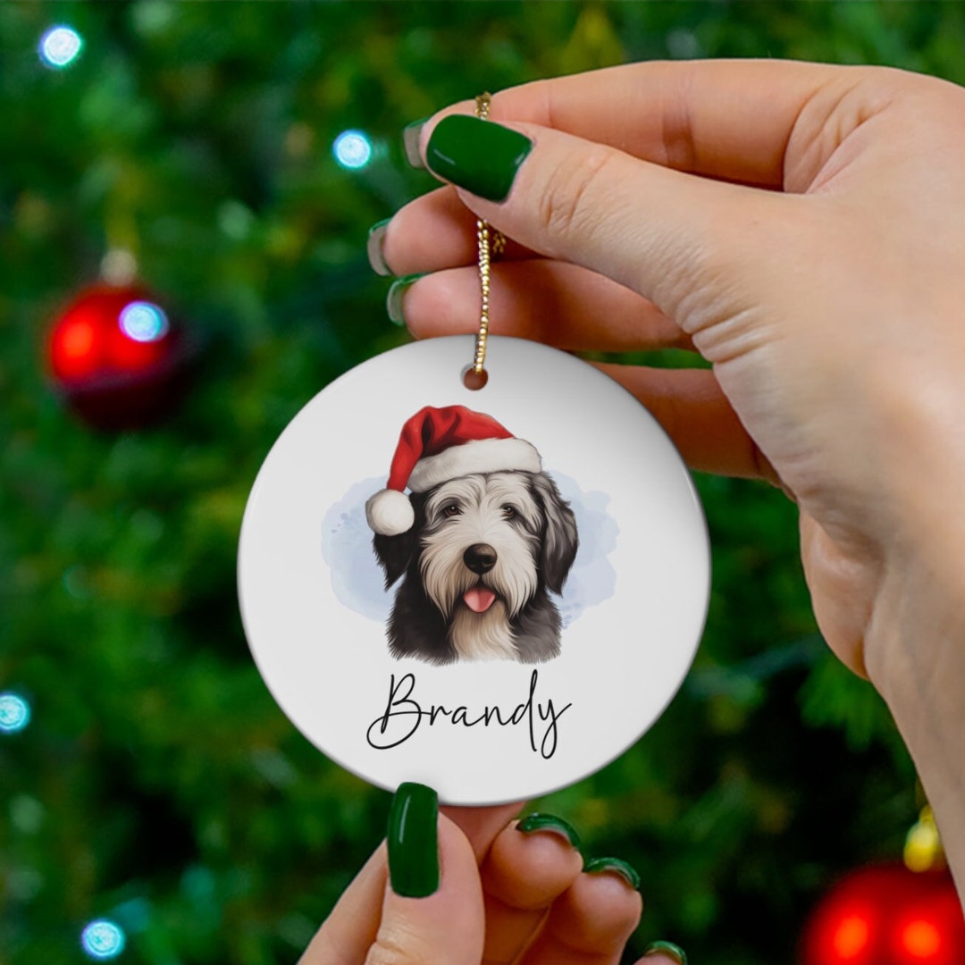 Personalized Name Old English Sheepdog Christmas Ornament Etsy