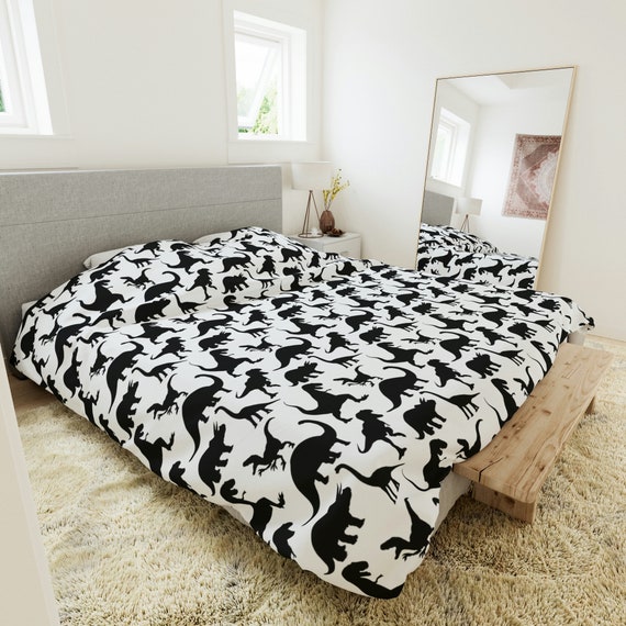 Grey and white dinosaur cheap bedding