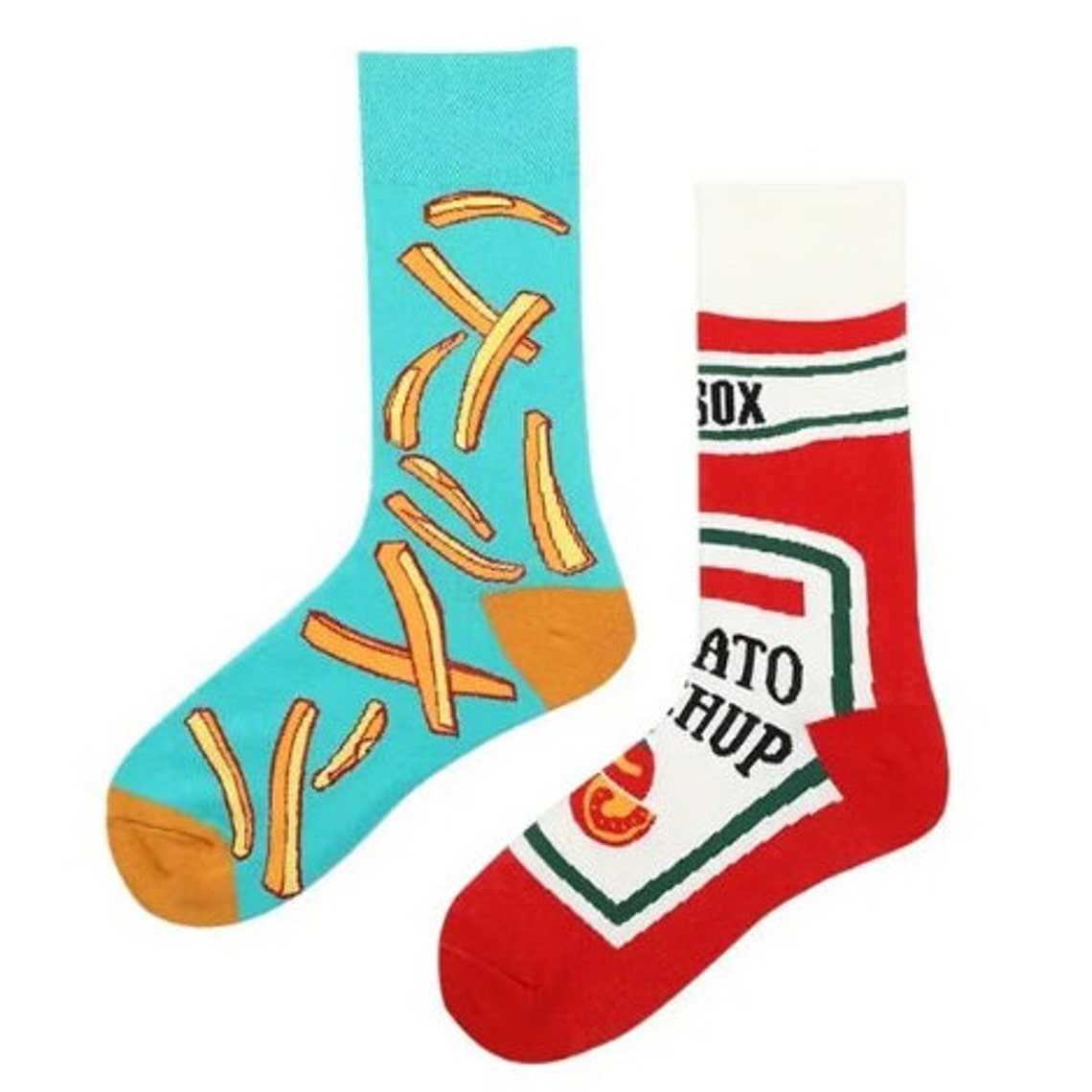 Fast Food Mismatched Socks Ketchup and Fries Odd Socks Fun Etsy