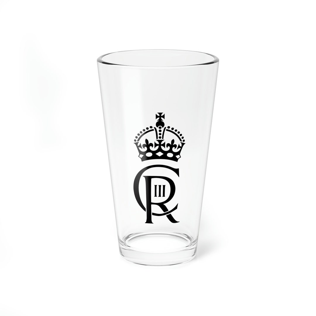 Coronation Mixing Glass, King Charles Iii Official Cypher Glass Barware