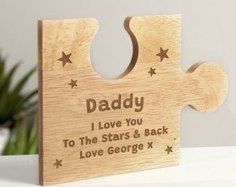 Daddy Personalised Gift, CustomText Jigsaw Puzzle Piece Ornament for Special Daddy, Unique Novelty Wooden Home Decor Present For Dad.