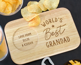 Grandad Personalised Gift, Grandpa Wooden Coaster Tea Tray Gift From Grandkids, Custom Name and Message Grandparent Birthday or Christmas.