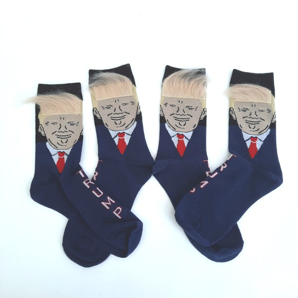 Funny Donald Trump Socks for Men, Trump Gag Gift Socks, Fun Trump Hair Novelty Socks, Maga Political Republican Cool Comical Socks.