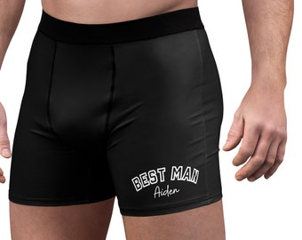 Personalized Best Man Briefs, Bachelor Weekend Men's Underwear, Customizable Wedding Boxers for Best Man, Wedding Party Black Boxer Briefs.