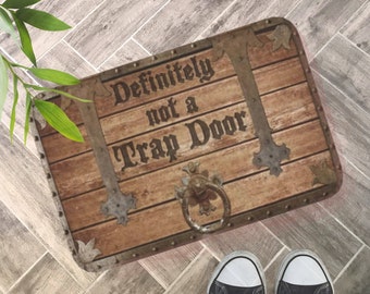 DnD Definitely Not A Trap Door Doormat, Fun DnD Gamer Room Mat, TTRPG Game Addict Doormat, Game Night D&D Quote Mat Dungeon Master Gift.