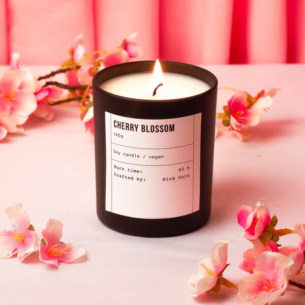 Cherry Blossom Scented Candle: Gift for Mothers Day, Spring Floral Fragrance, Japanese Sakura Decor, Asian-inspired Botanical Scent, Fresh