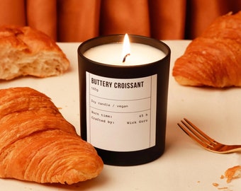 Croissant Scented Candle: Gifts for Bakers, French Bakery Inspired Decor, Delicious Dessert Pastry Fragrance, Unique Vegan Foodie Present