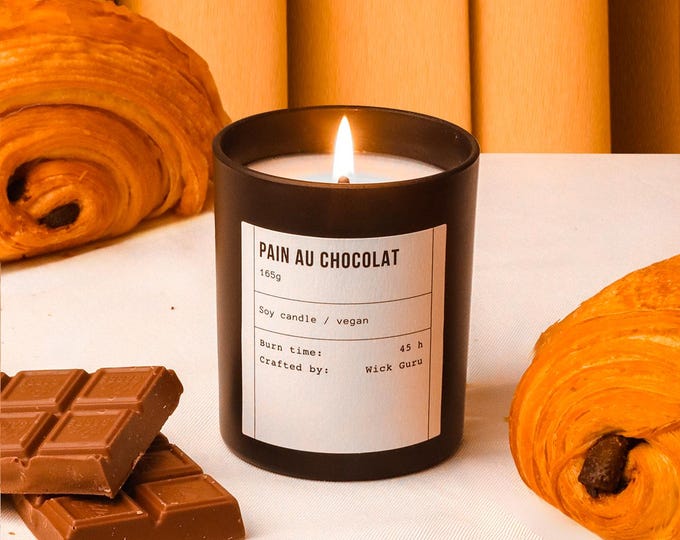 Pain au Chocolat Candle: Best Gift for Her, Gift for Wife, Gourmet Bakery Scent, Vegan Soy Wax