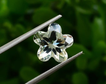 Green Amethyst Five Petal Flower Natural Gemstone Cut Stone | 6 to 12 MM | High Quality Gemstone for Jewelry Making