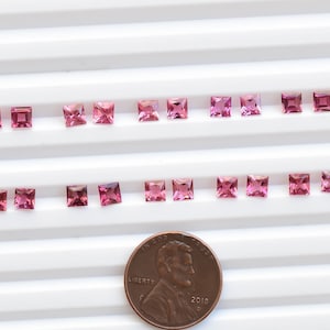 Pair of Pink Tourmaline Square Cut Natural Gemstone | High Quality & High Transparency Tourmaline for Jewelry Making | Gemstone Supplies