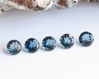 Topacio azul de Londres piedra de corte redondo piedra preciosa natural / topacio para la fabricación de joyas / suministros de piedras preciosas